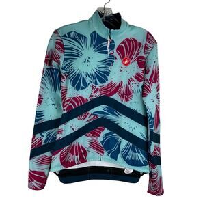 Castelli Womens Large Cycling Jersey Full Zip Long Sleeve Blue Fleece Lined NWOT